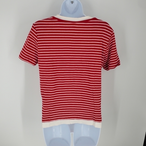 White Stag Shirt Women Medium Striped Short Sleeve Red White - Picture 4 of 6